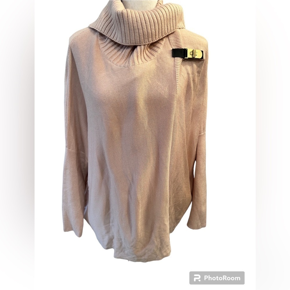 Calvin Klein sweater pink cape style sweater with buckle clasp